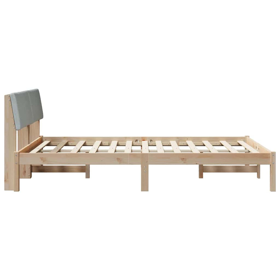 Bedframe Bruin en lichtgrijs 160 x 200 cm Massief grenenhout