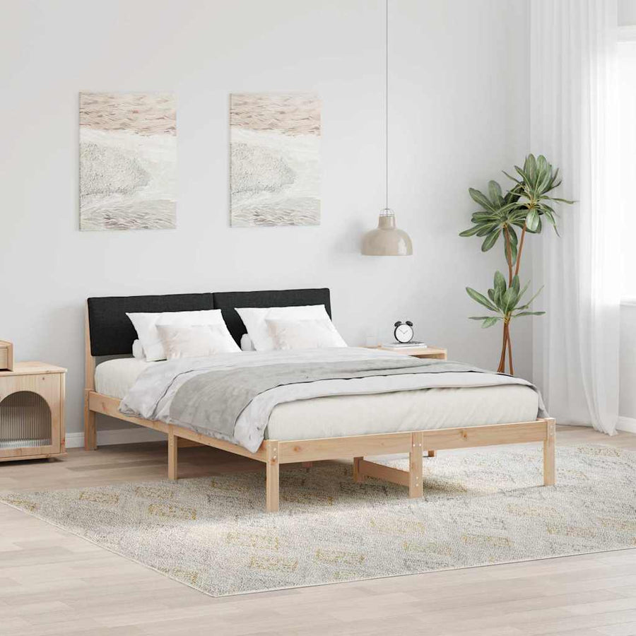 Bedframe Bruin en zwart 160 x 200 cm Massief grenenhout