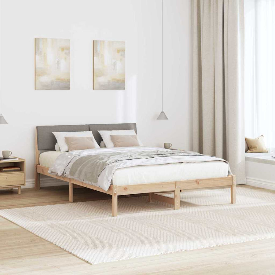 Bedframe Bruin en taupe 160 x 200 cm Massief grenenhout