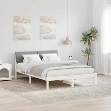 Bedframe Wit en lichtgrijs 160 x 200 cm Massief grenenhout