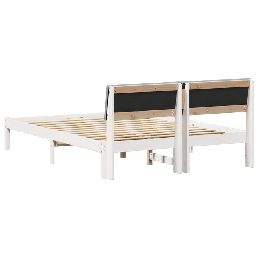 Bedframe Wit en lichtgrijs 160 x 200 cm Massief grenenhout