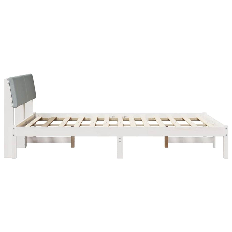Bedframe Wit en lichtgrijs 160 x 200 cm Massief grenenhout