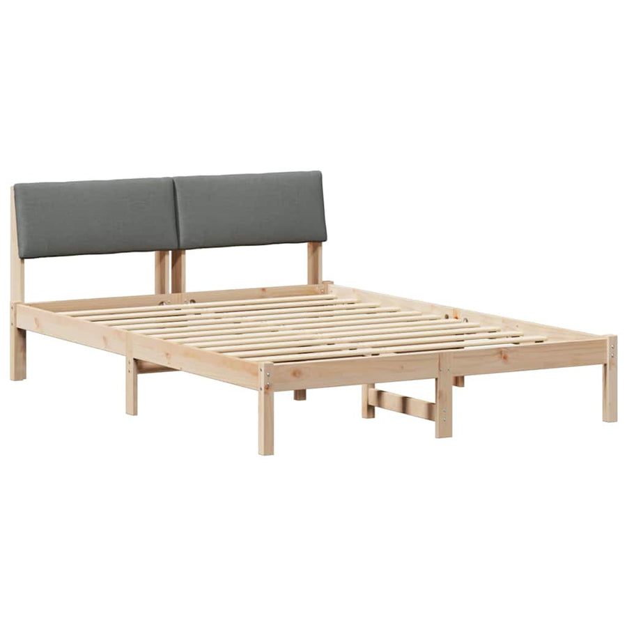 Bedframe Bruin en donkergrijs 150 x 200 cm Massief grenenhout