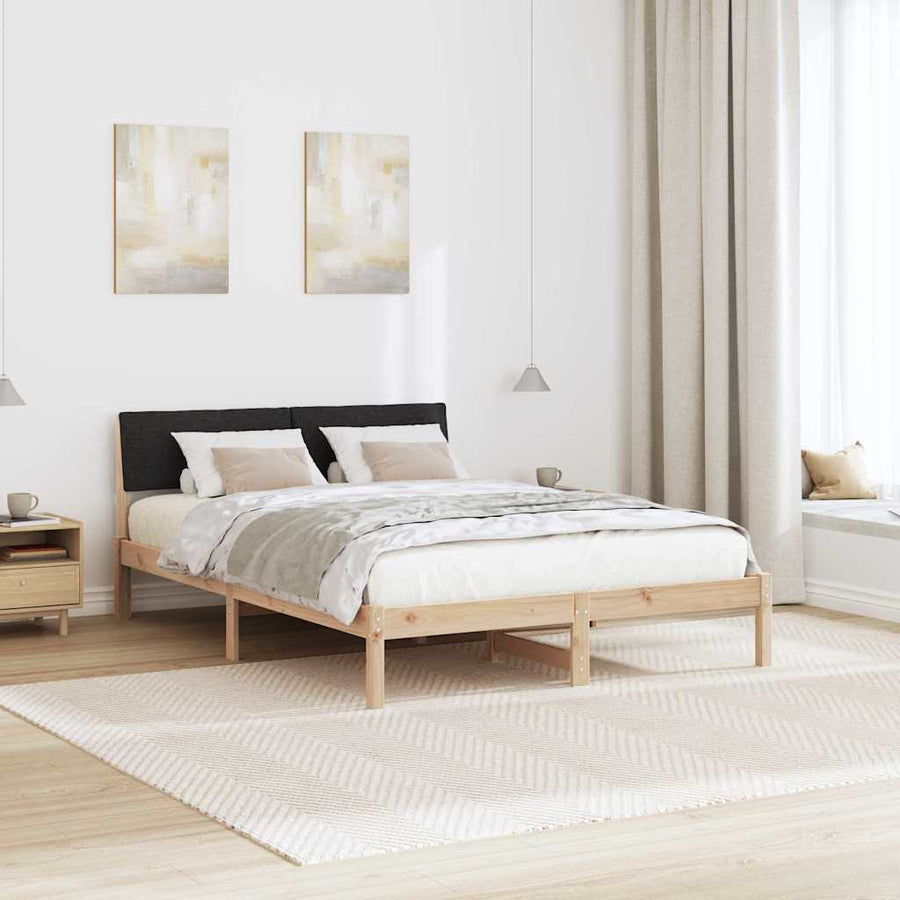 Bedframe Bruin en zwart 150 x 200 cm Massief grenenhout