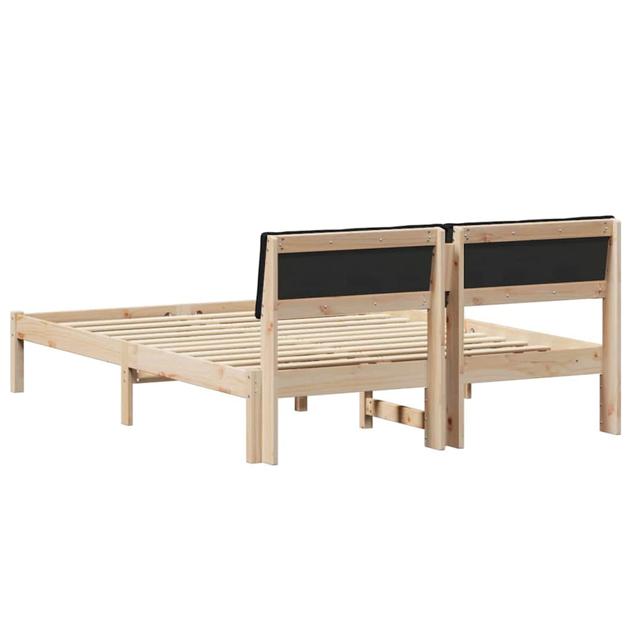 Bedframe Bruin en zwart 150 x 200 cm Massief grenenhout
