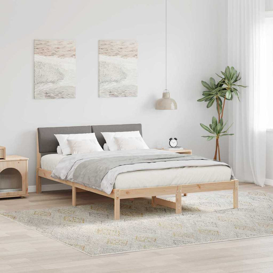 Bedframe Bruin en taupe 150 x 200 cm Massief grenenhout