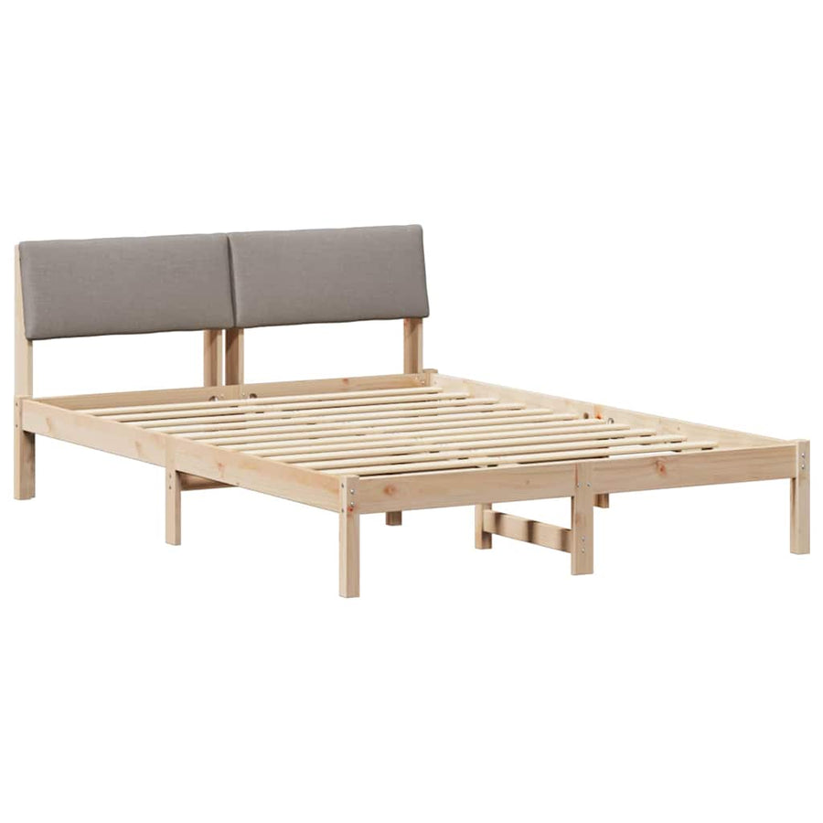 Bedframe Bruin en taupe 150 x 200 cm Massief grenenhout