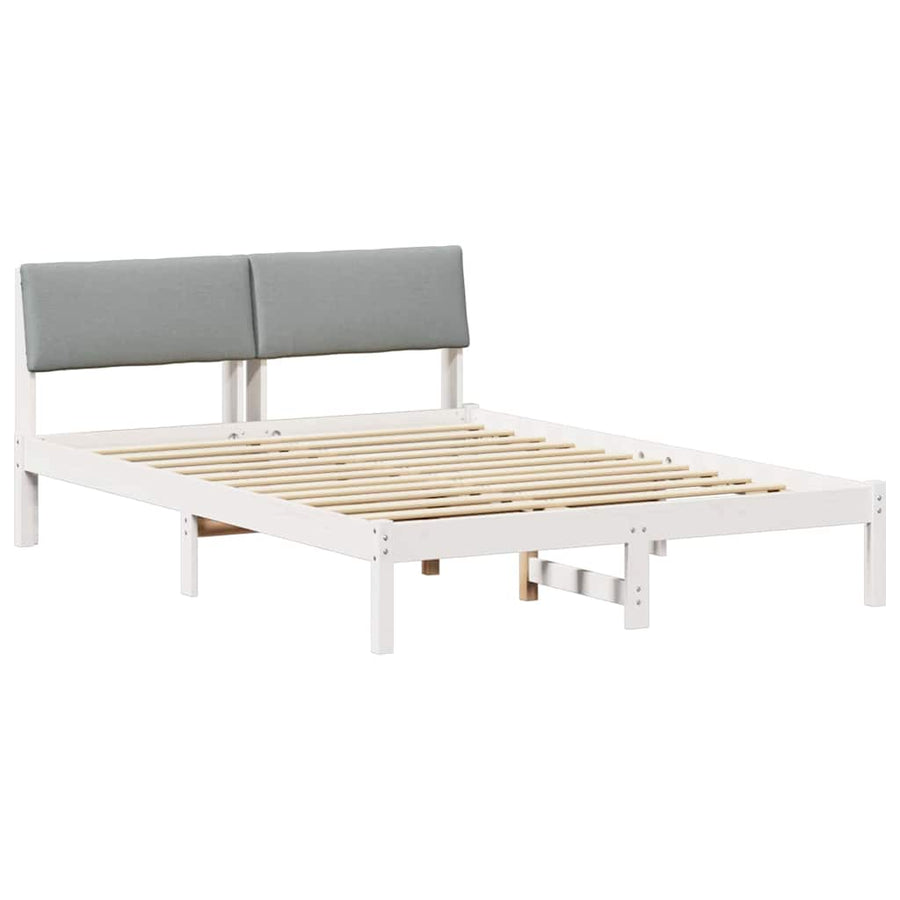 Bedframe Wit en lichtgrijs 150 x 200 cm Massief grenenhout