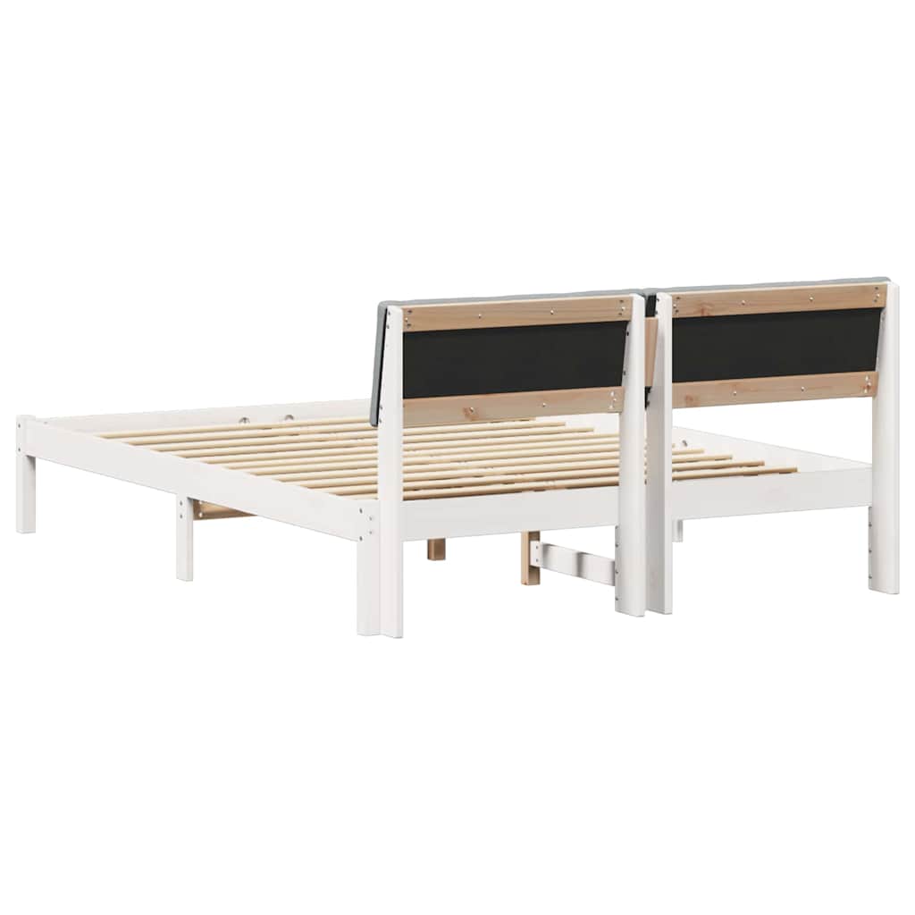 Bedframe Wit en lichtgrijs 150 x 200 cm Massief grenenhout