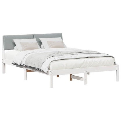 Bedframe Wit en lichtgrijs 150 x 200 cm Massief grenenhout