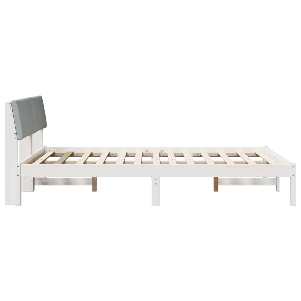 Bedframe Wit en lichtgrijs 150 x 200 cm Massief grenenhout