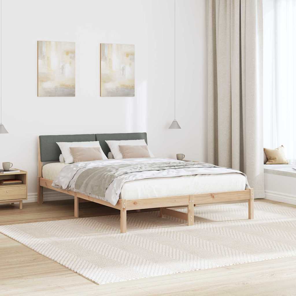 Bedframe Bruin en donkergrijs 140 x 200 cm Massief grenenhout