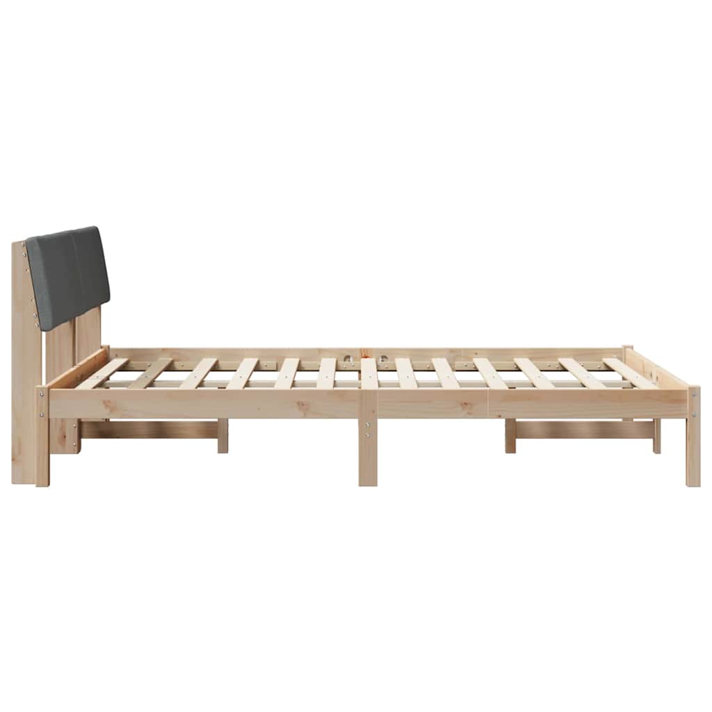 Bedframe Bruin en donkergrijs 140 x 200 cm Massief grenenhout