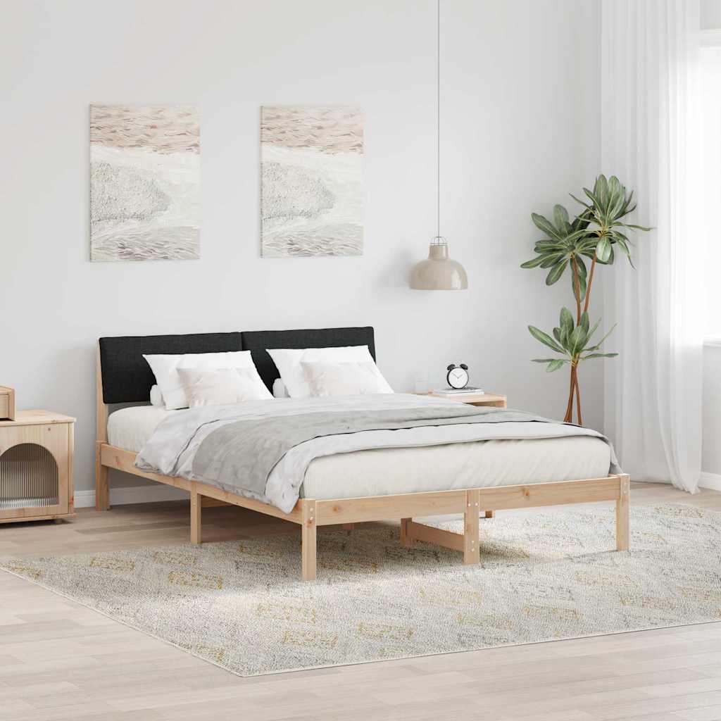 Bedframe Bruin en zwart 140 x 200 cm Massief grenenhout