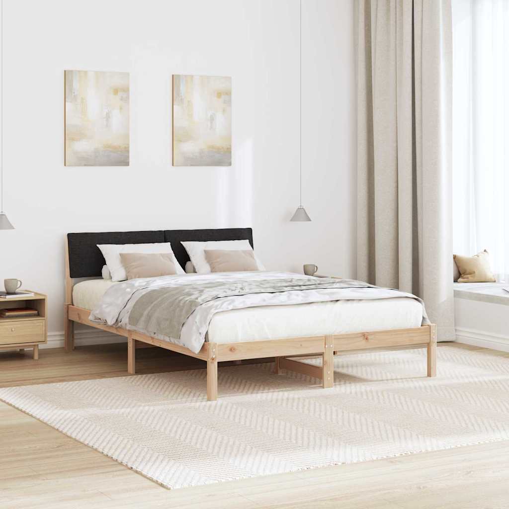 Bedframe Bruin en zwart 140 x 200 cm Massief grenenhout