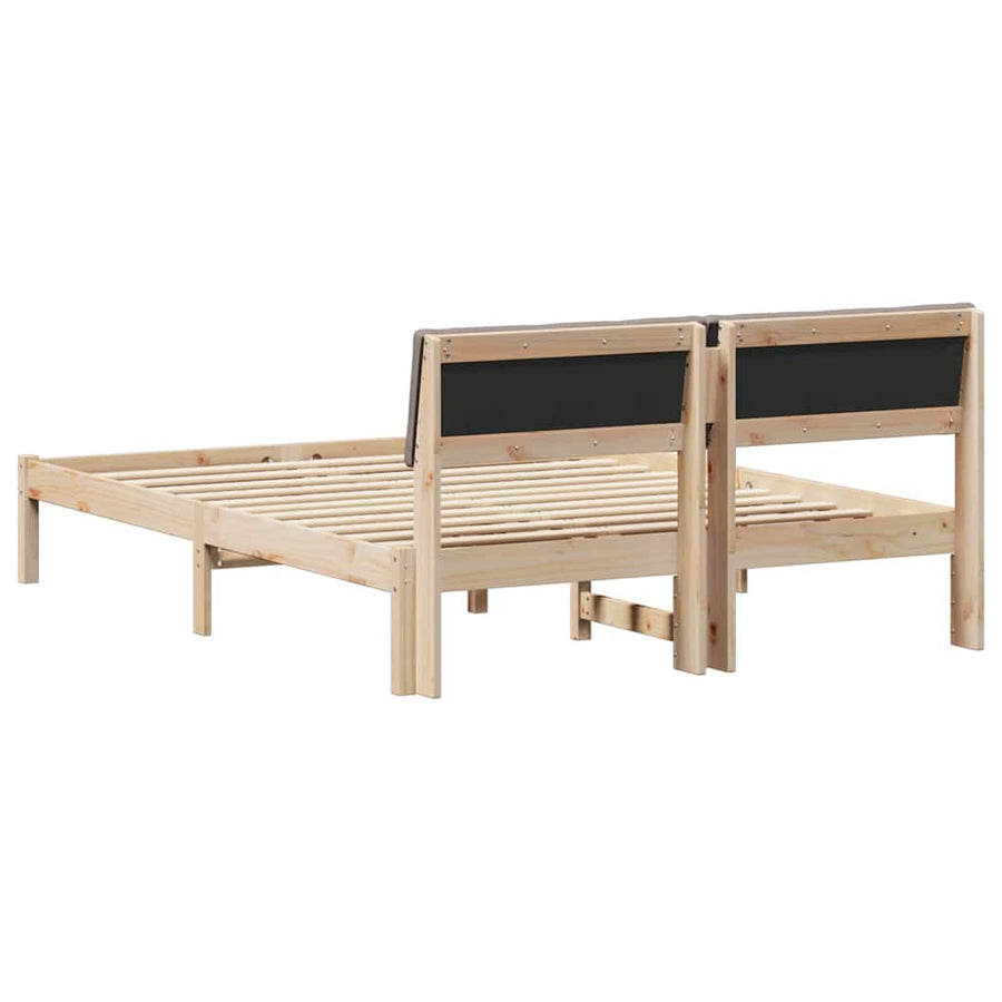 Bedframe Bruin en taupe 140 x 200 cm Massief grenenhout