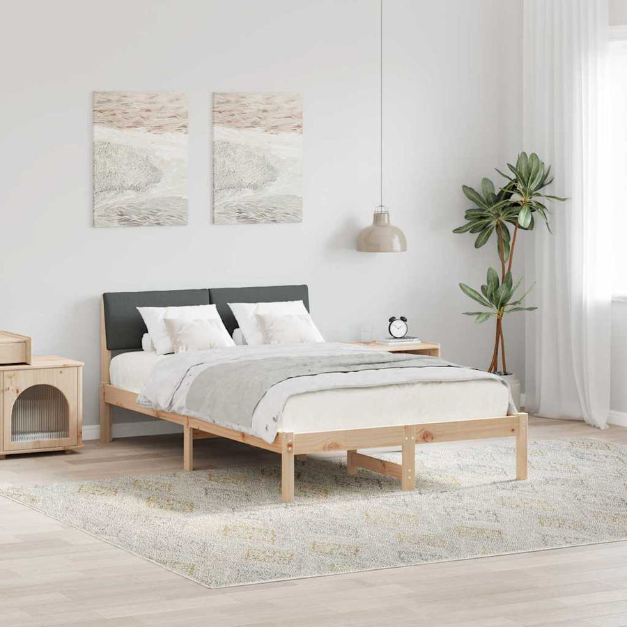 Bedframe Bruin en donkergrijs 120 x 200 cm Massief grenenhout
