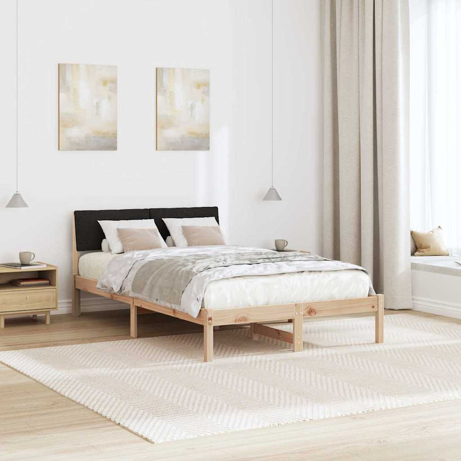 Bedframe Bruin en zwart 120 x 200 cm Massief grenenhout