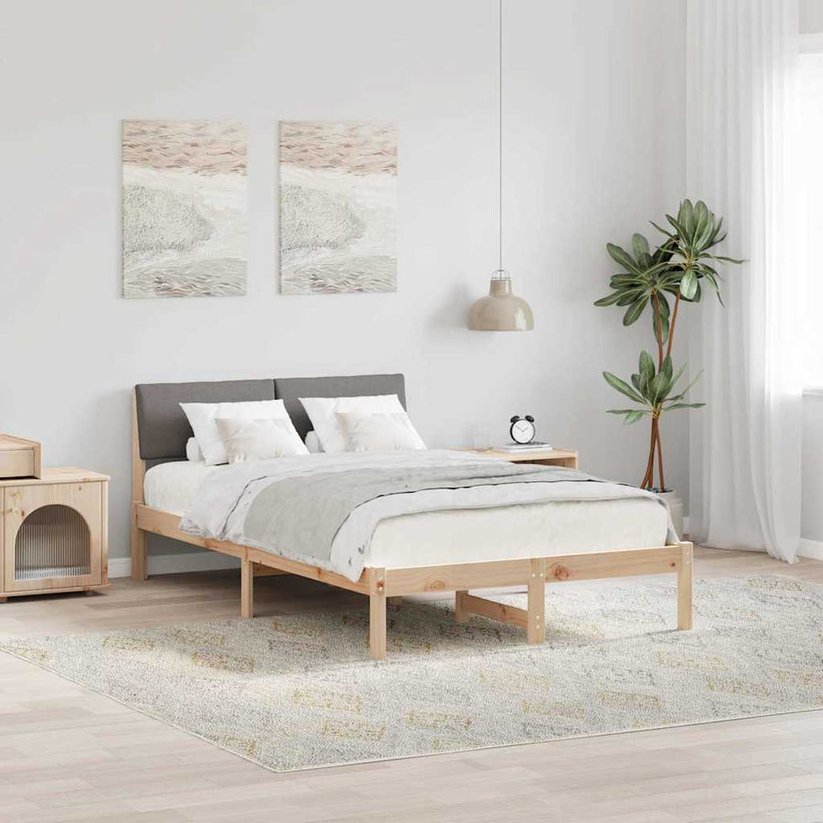 Bedframe Bruin en taupe 120 x 200 cm Massief grenenhout