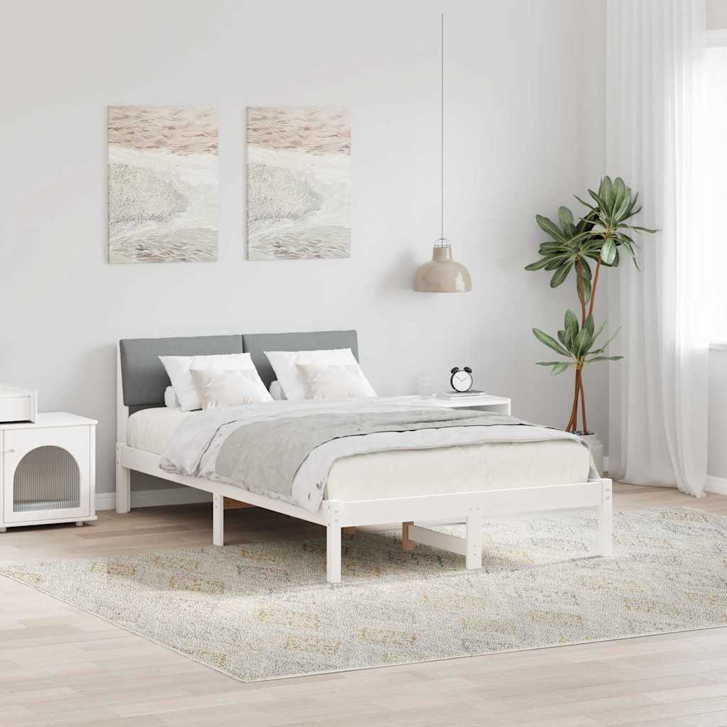 Bedframe Wit en lichtgrijs 120 x 200 cm Massief grenenhout