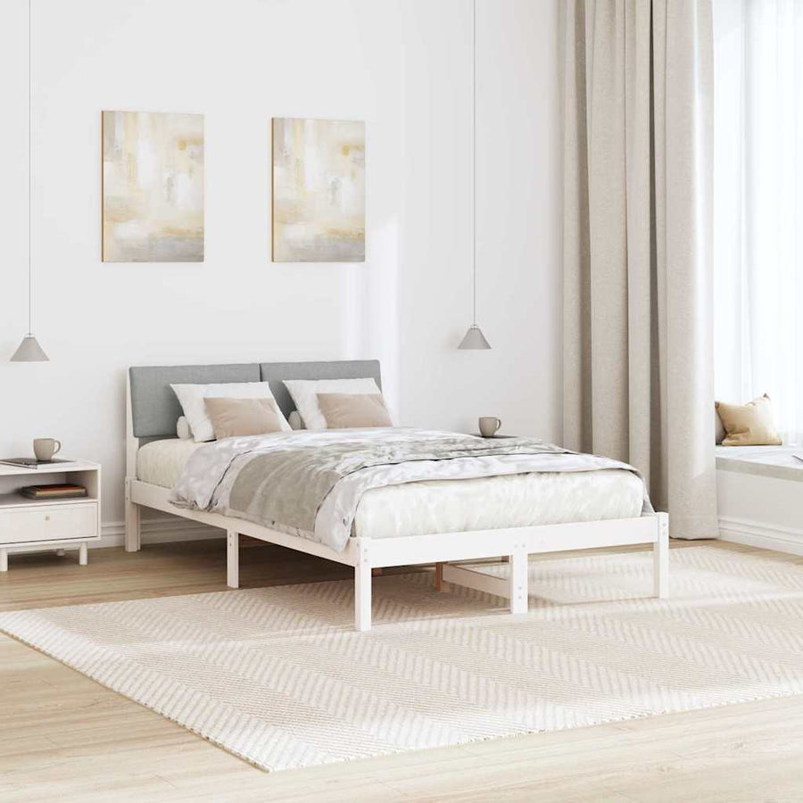 Bedframe Wit en lichtgrijs 120 x 200 cm Massief grenenhout