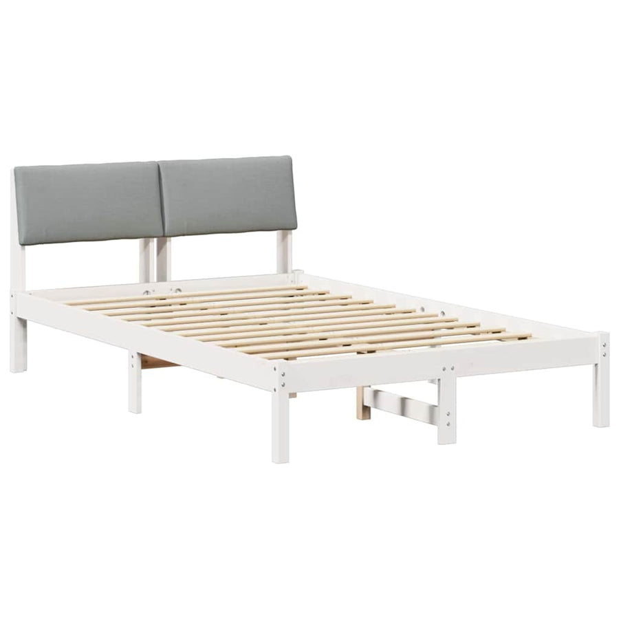 Bedframe Wit en lichtgrijs 120 x 200 cm Massief grenenhout