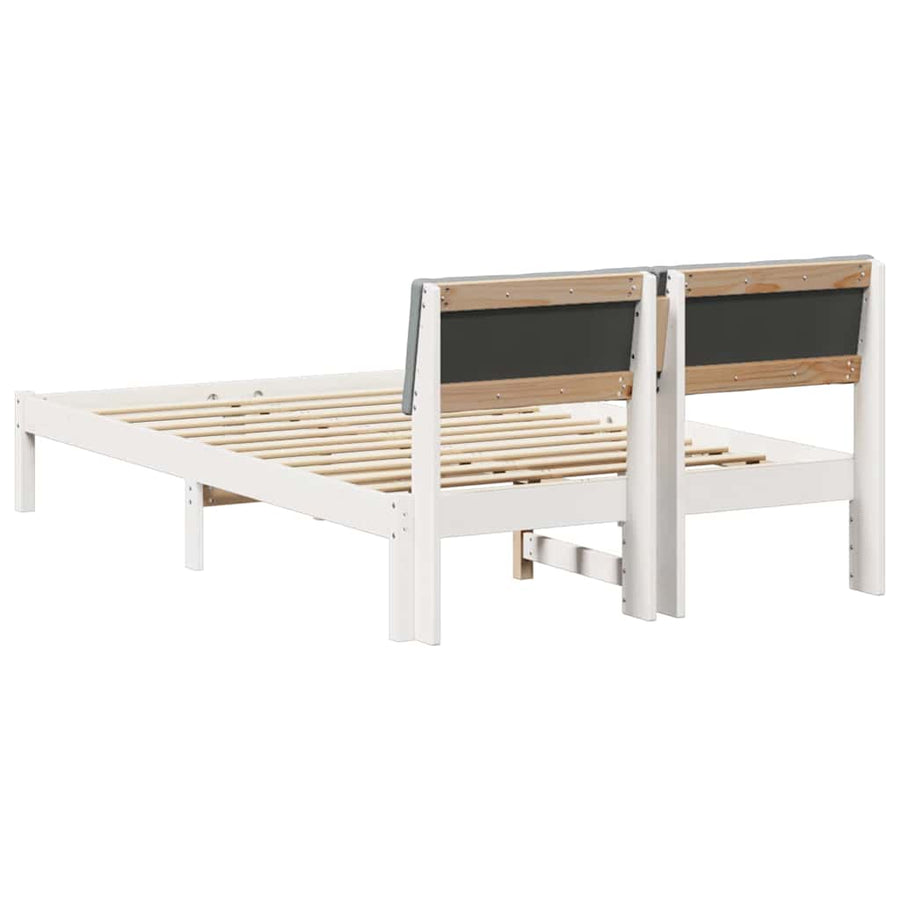 Bedframe Wit en lichtgrijs 120 x 200 cm Massief grenenhout