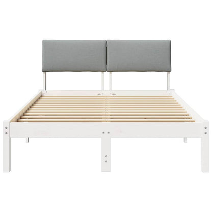 Bedframe Wit en lichtgrijs 120 x 200 cm Massief grenenhout