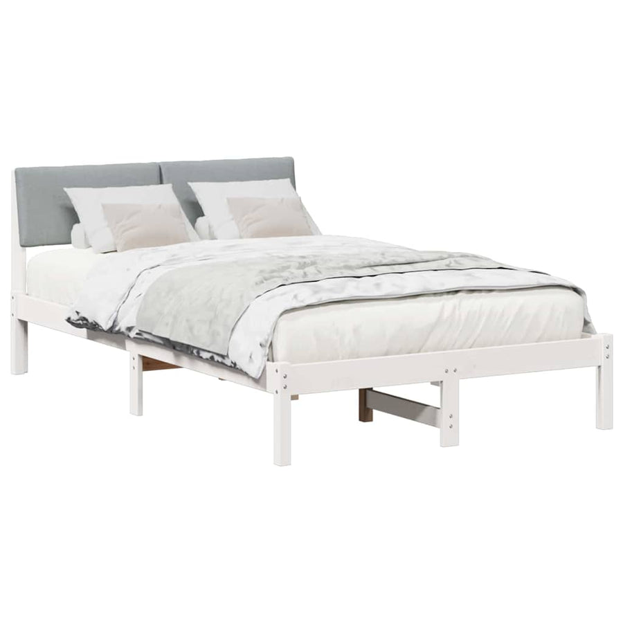Bedframe Wit en lichtgrijs 120 x 200 cm Massief grenenhout