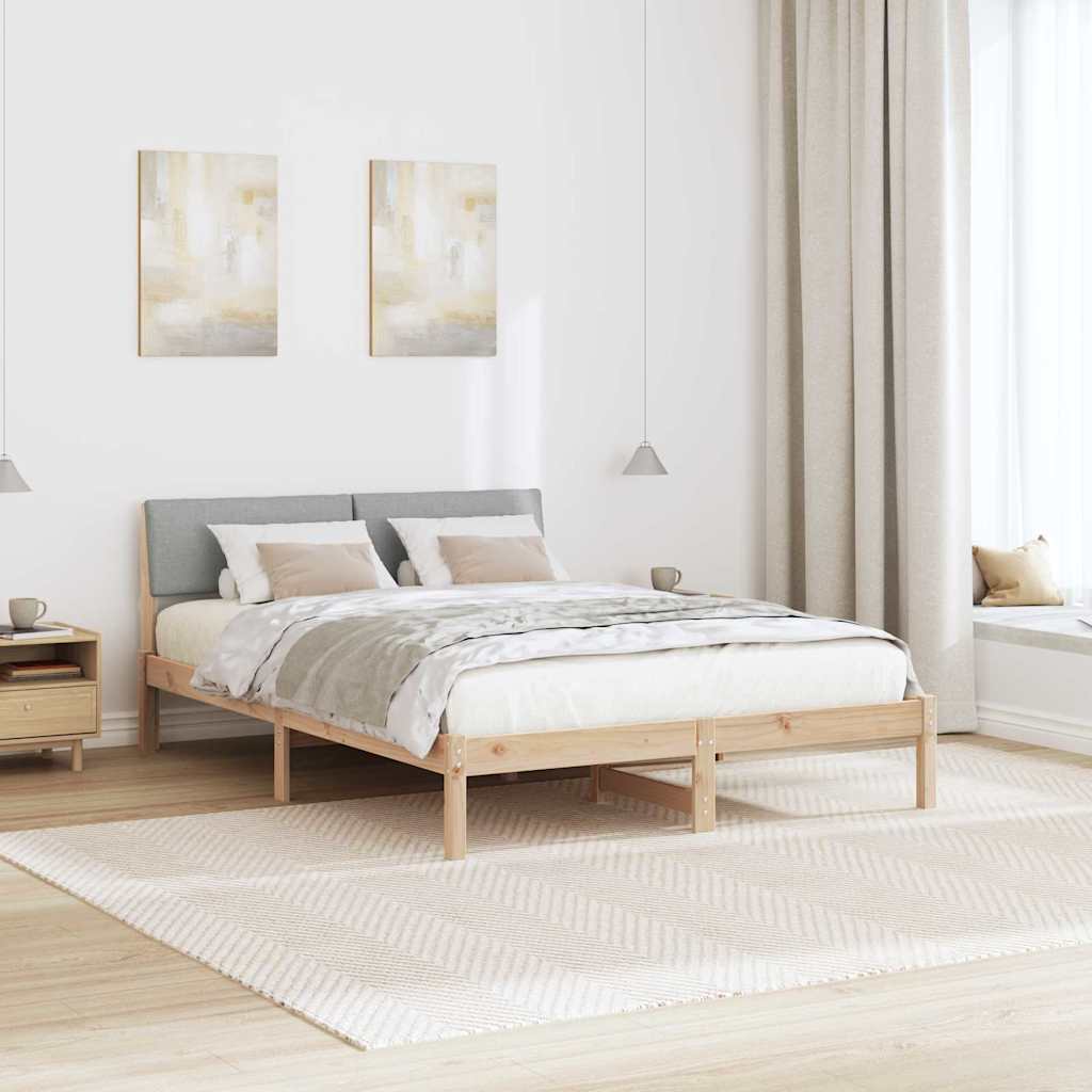 Bedframe Bruin en lichtgrijs 140 x 190 cm Massief grenenhout