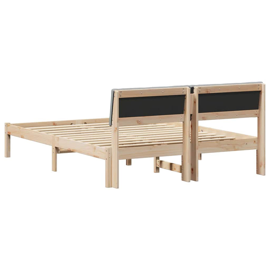 Bedframe Bruin en lichtgrijs 140 x 190 cm Massief grenenhout