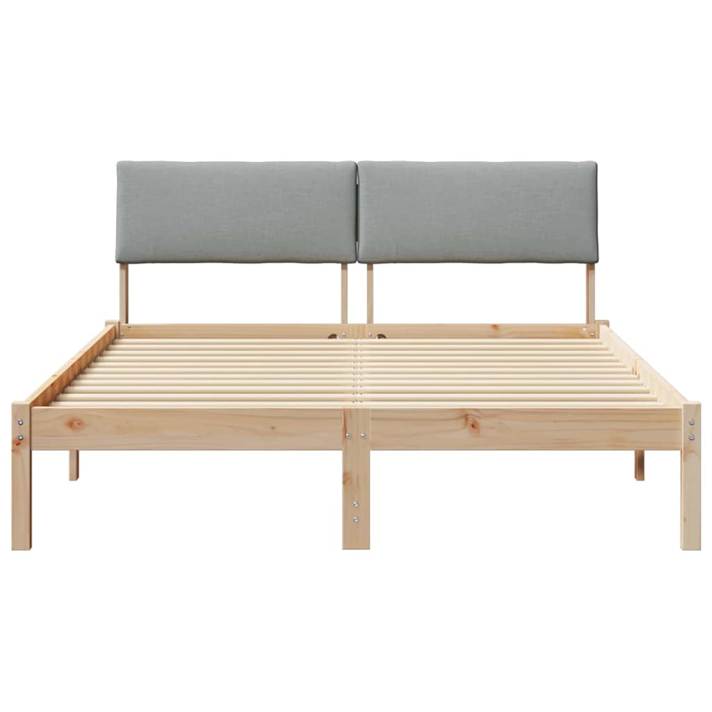 Bedframe Bruin en lichtgrijs 140 x 190 cm Massief grenenhout