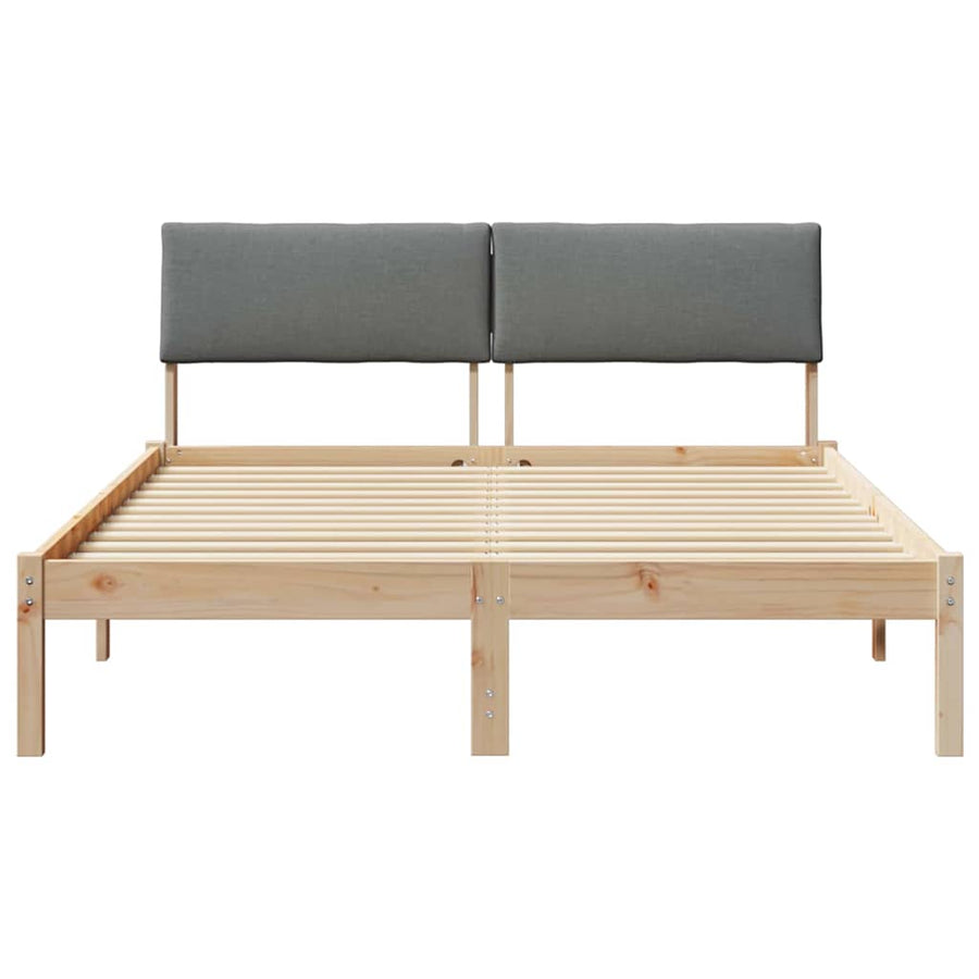 Bedframe Bruin en donkergrijs 140 x 190 cm Massief grenenhout