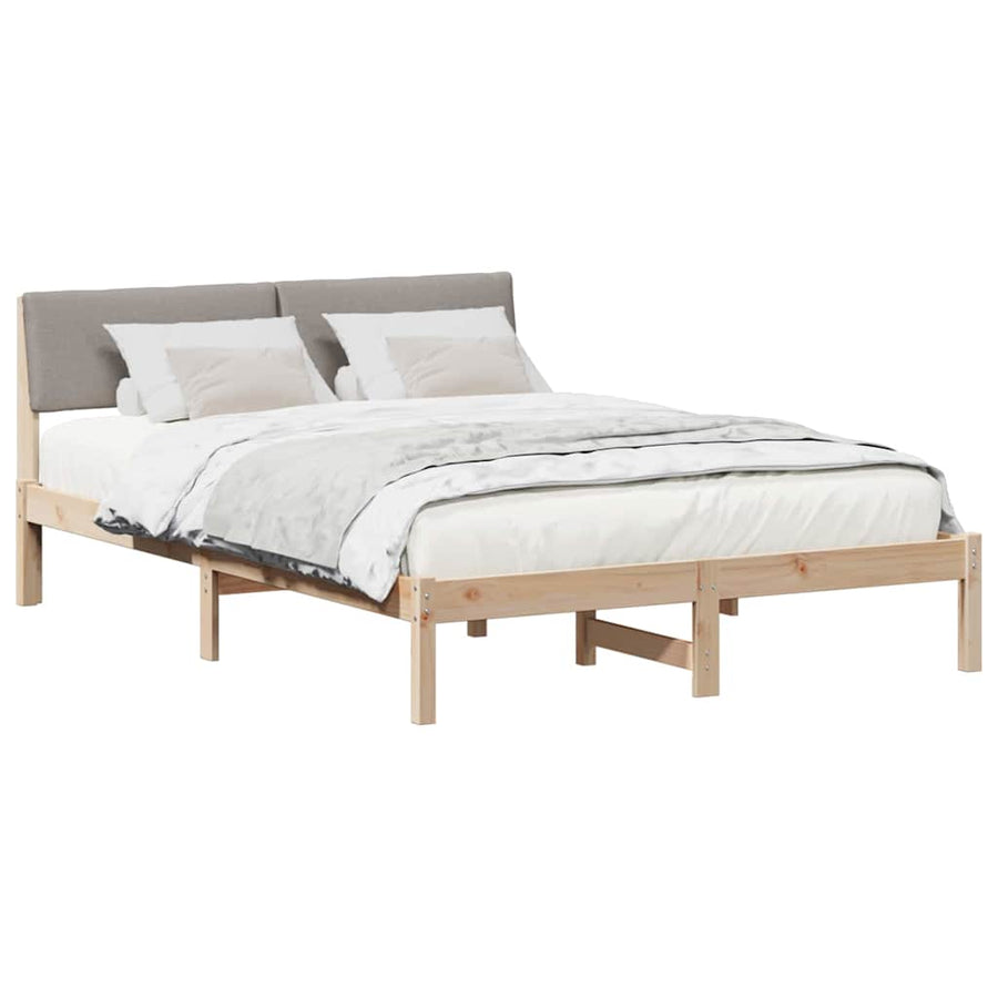 Bedframe Bruin en taupe 140 x 190 cm Massief grenenhout