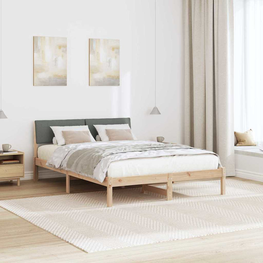 Bedframe Bruin en donkergrijs 135 x 190 cm Massief grenenhout