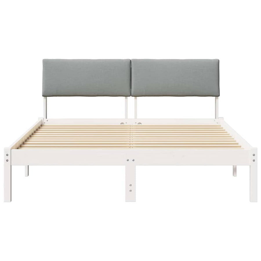 Bedframe Wit en lichtgrijs 135 x 190 cm Massief grenenhout