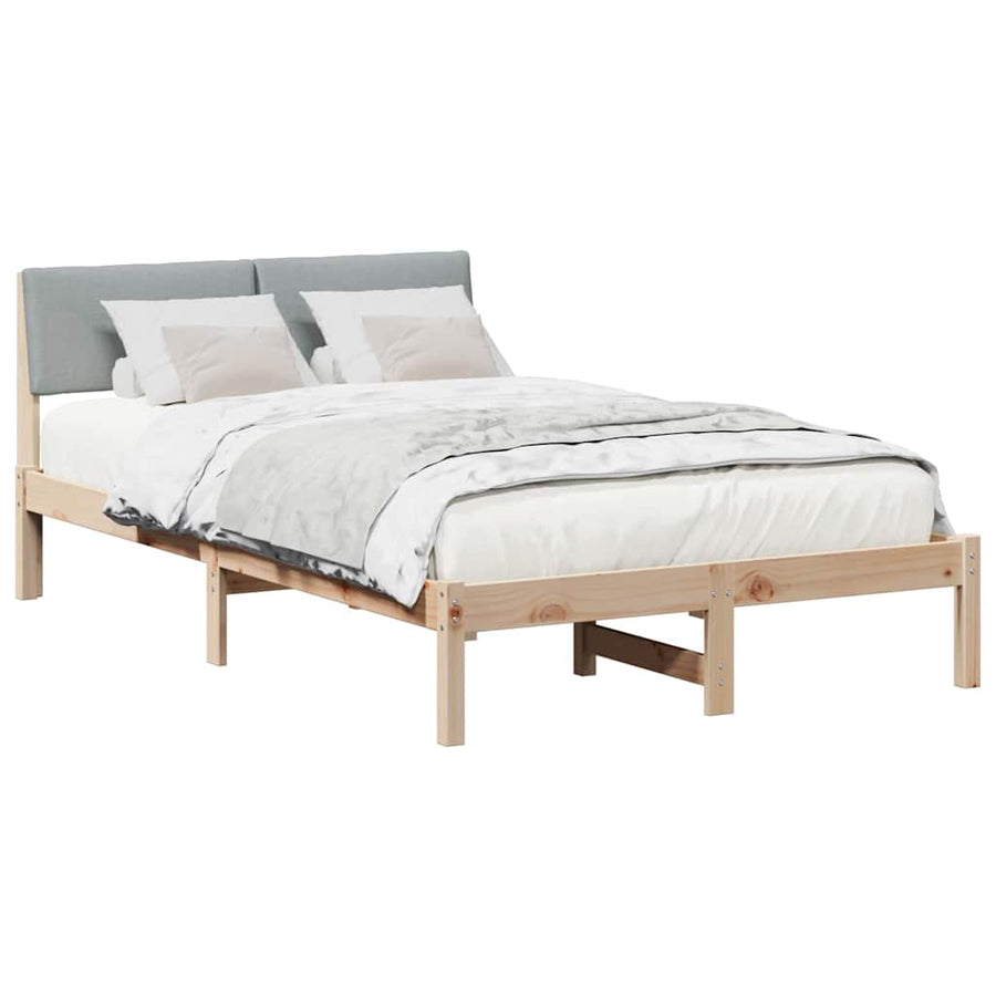 Bedframe Bruin en lichtgrijs 120 x 190 cm Massief grenenhout
