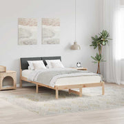Bedframe 120x190 cm massief grenenhout bruin donkergrijs