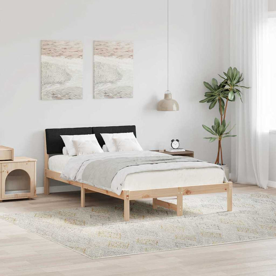 Bedframe Bruin en zwart 120 x 190 cm Massief grenenhout