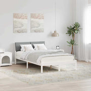 Bedframe 120 x 190 cm massief grenenhout wit lichtgrijs