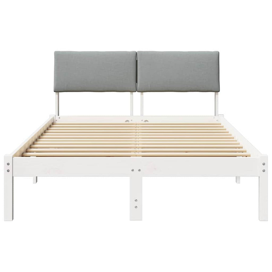 Bedframe Wit en lichtgrijs 120 x 190 cm Massief grenenhout