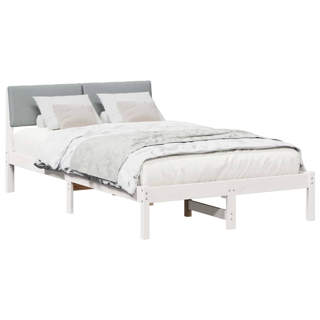 Bedframe Wit en lichtgrijs 120 x 190 cm Massief grenenhout