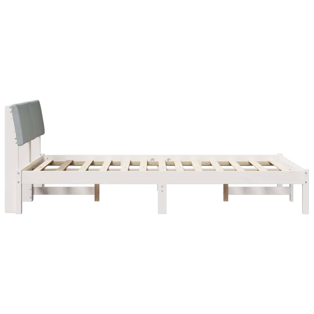 Bedframe Wit en lichtgrijs 120 x 190 cm Massief grenenhout