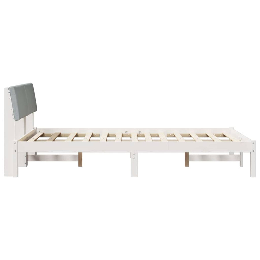 Bedframe Wit en lichtgrijs 120 x 190 cm Massief grenenhout