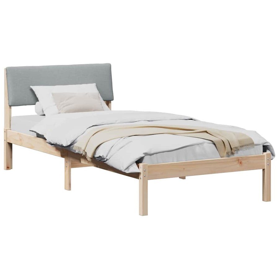 Bedframe Bruin en lichtgrijs 100 x 200 cm Massief grenenhout