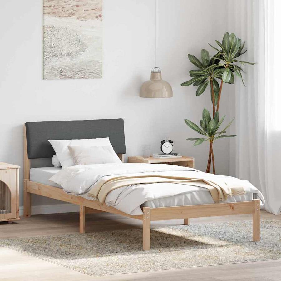 Bedframe Bruin en donkergrijs 100 x 200 cm Massief grenenhout