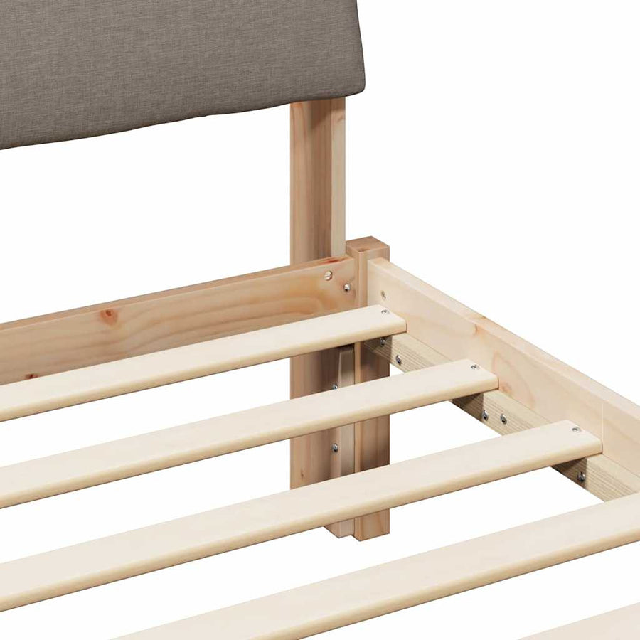 Bedframe Bruin en taupe 100 x 200 cm Massief grenenhout