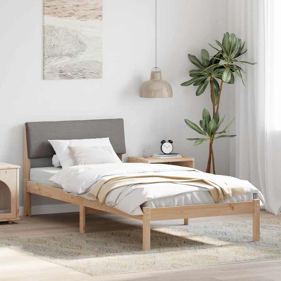 Bedframe Bruin en taupe 100 x 200 cm Massief grenenhout