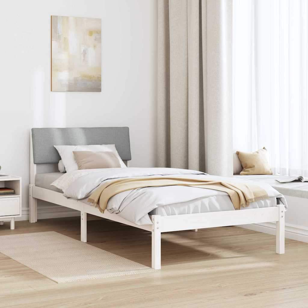 Bedframe Wit en lichtgrijs 100 x 200 cm Massief grenenhout