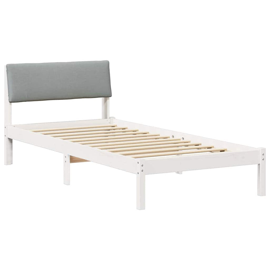 Bedframe Wit en lichtgrijs 100 x 200 cm Massief grenenhout